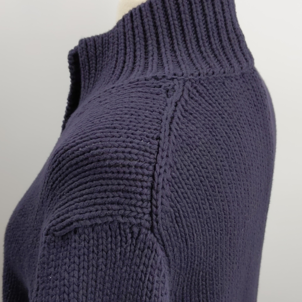 Lands' End navy blue cotton cardigan-sz M - Picture 4 of 6